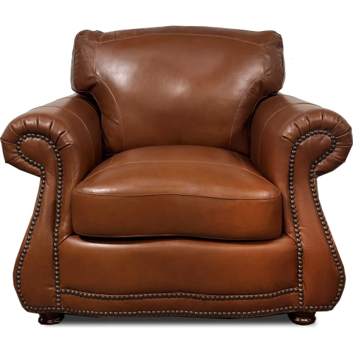 9055 Accent Chair in Brandy Brown with Alligator Pattern Top Grain Leather